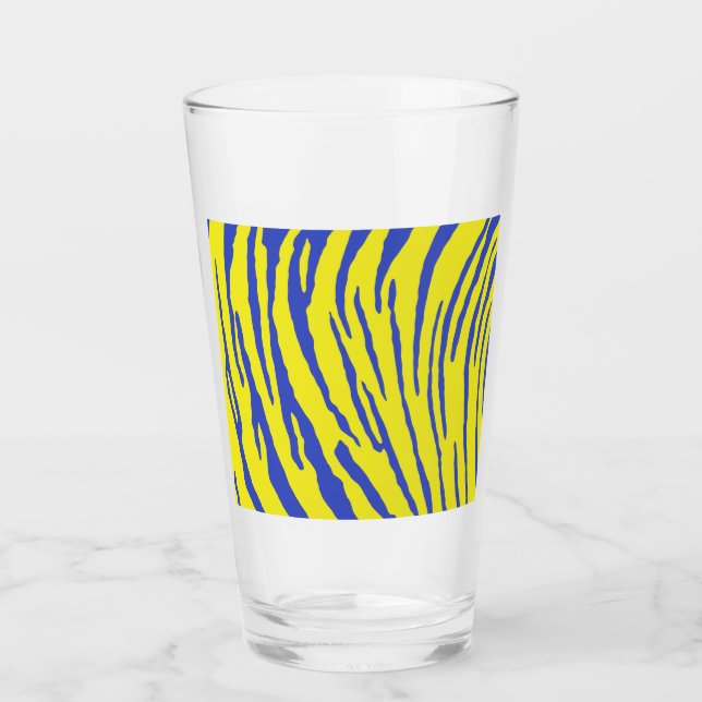 Tiger Stripes Yellow Blue Glas (Vorderseite)