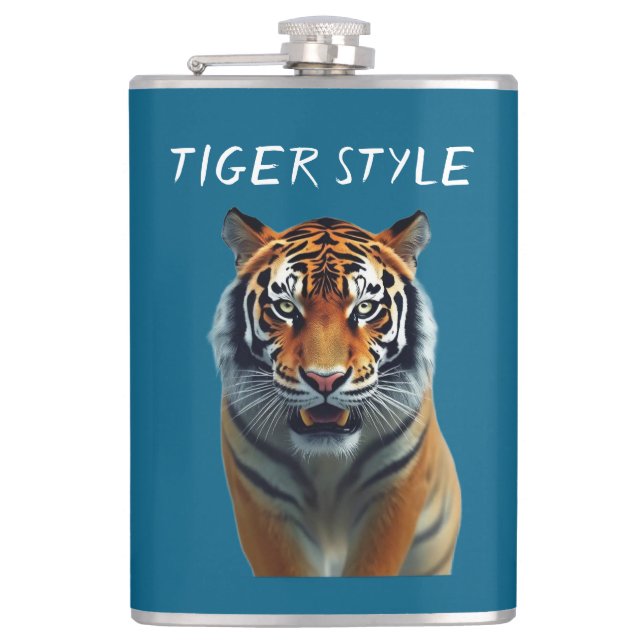 Tiger Style – Wilde Energie Grafik Flachmann (Vorderseite)