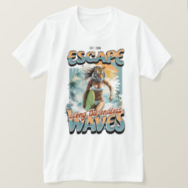 Tiger Surfer Escape Design T-Shirt