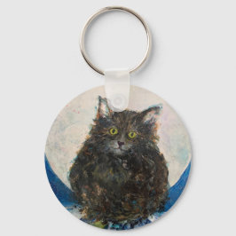 Tiger Tabby Cat Moon Night Maureen Girard Schlüsselanhänger