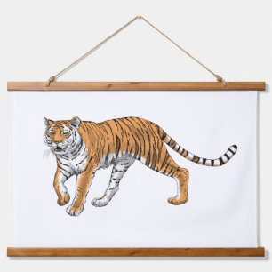 Tiger Tapestry Wandteppich Mit Holzrahmen