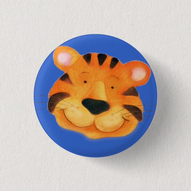 Tiger-Taste - orange & blau Button (Vorderseite)
