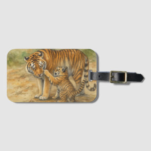 Tiger-Tenderness - Eltern und Küken im Wald Gepäckanhänger