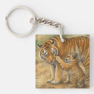 Tiger-Tenderness - Eltern und Küken im Wald Schlüsselanhänger