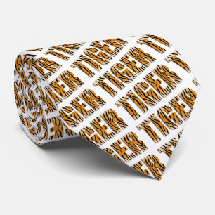 Tiger Text Tiger Print Team Mascot Necktie Krawatte