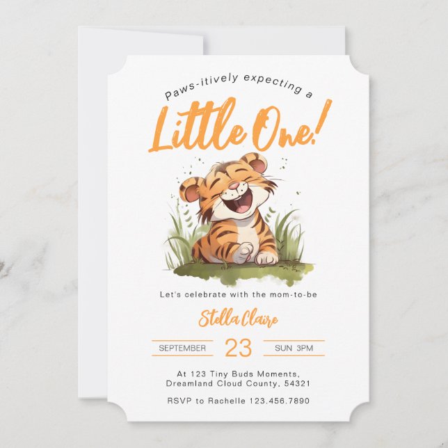 Tiger Themed Baby Dusche Einladung (Vorderseite)