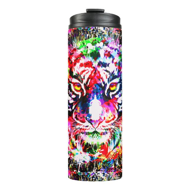 Tiger Thermal Tumbler | Farbenfrohe Tigerreise Thermosbecher (Vorderseite)