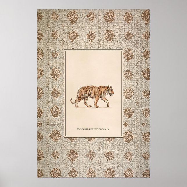 Tiger-Tier-Illustrationsposter laufender Tiger-Kun Poster (Vorne)