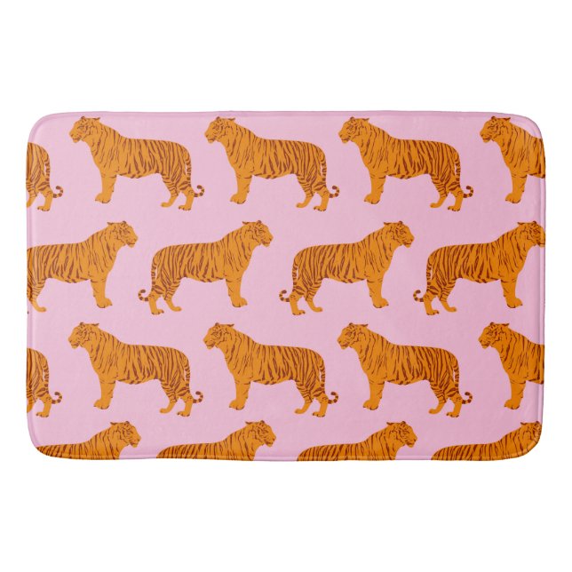 Tiger Tier Pink Modern Badematte (Vorderseite)
