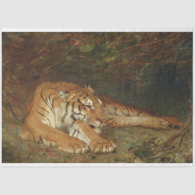 Tiger Tiger an der Erholung Kunstwerk Kunst Seidenpapier (Vorderseite)
