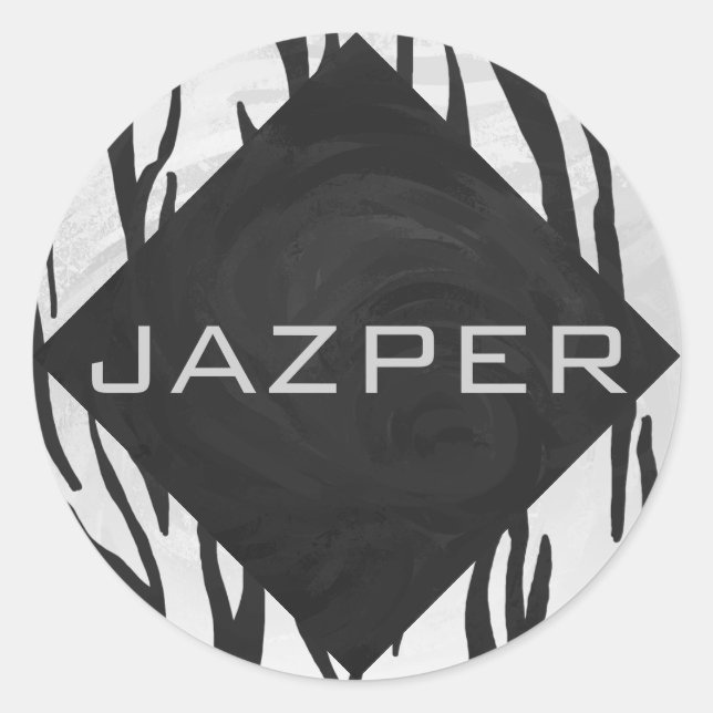 Tiger Tiger Black/White Print Runder Aufkleber (Vorderseite)