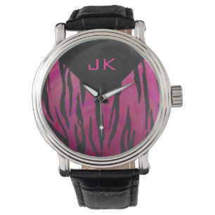 Tiger Tiger Hot Pink und Schwarz Print Muster Armbanduhr