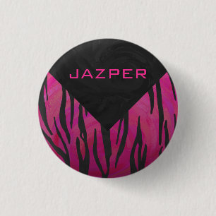Tiger Tiger Hot Pink und Schwarz Print Muster Button