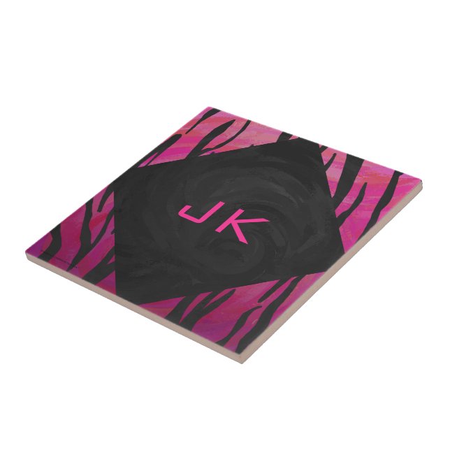Tiger Tiger Hot Pink und Schwarz Print Muster Fliese (Seite)