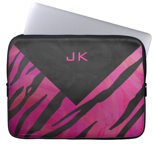 Tiger Tiger Hot Pink und Schwarz Print Muster Laptopschutzhülle (Vorderseite)