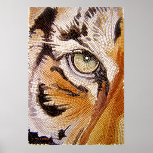 "Tiger Tiles" Tigerfass Mosaik Wasserfarbe Poster
