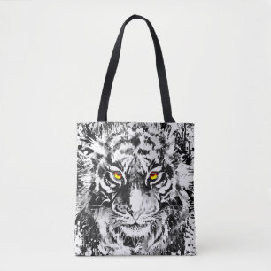 Tiger Tote Bag   Tiger Zeichnend   Schwarz und Wei