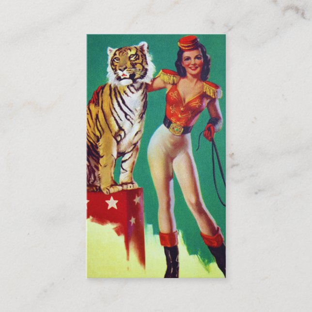 Tiger-Trainer-Pin-up-Girl Visitenkarte (Vorderseite)