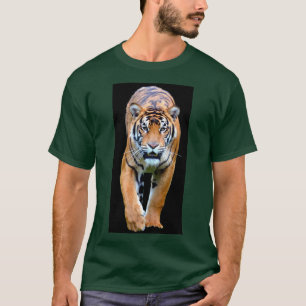 Tiger Trendy Modern Deep Forest Green Color T-Shirt