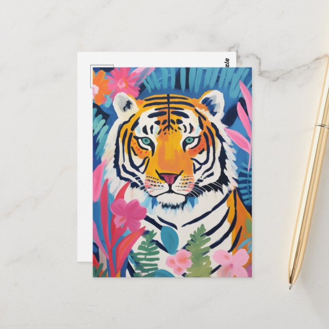 Tiger Tropical Postkarte (Vorderseite/Rückseite Beispiel)