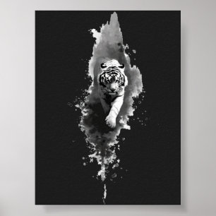Tiger-Tusche-Wasch-Dunkle-Kunst-Poster Poster