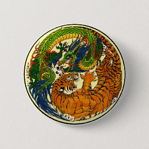 Tiger u. Drache Yin Yang Button