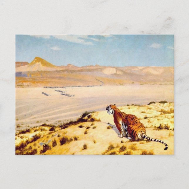 Tiger über die Uhr von Jean-Leon Gerome 1888 Postkarte (Vorderseite)