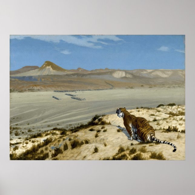 Tiger über die Uhr von Jean-Léon Gérôme Poster (Vorne)