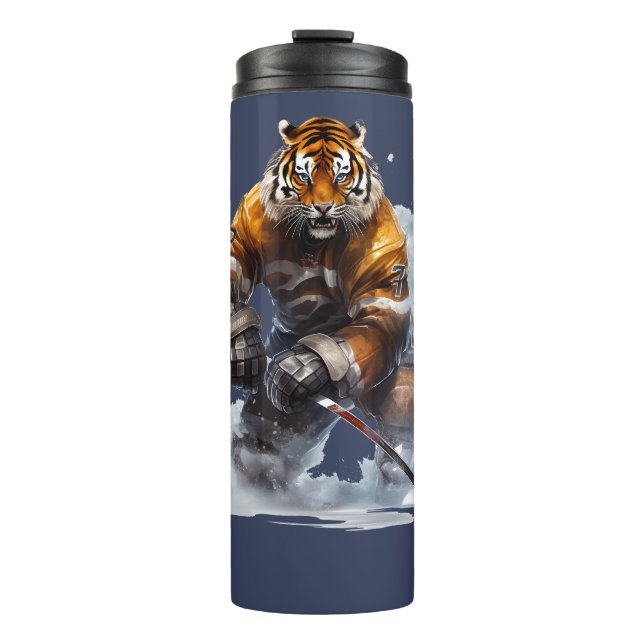 Tiger über Eishockey-Abenteuer Thermosbecher (Vorderseite)