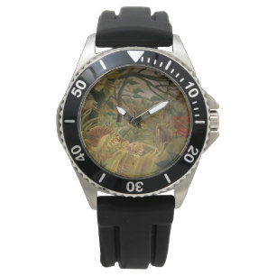 Tiger überrascht in einem tropischen Sturm Armbanduhr