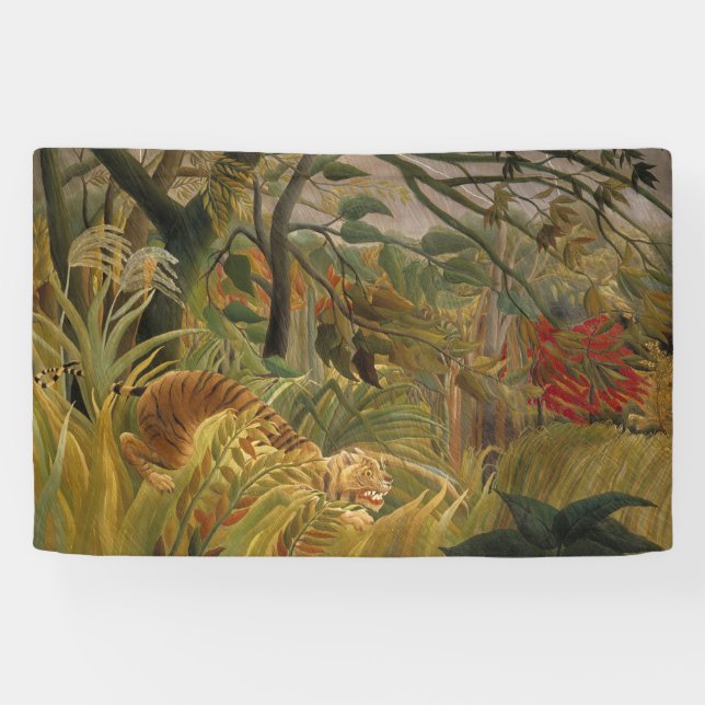 Tiger überrascht in einem tropischen Sturm Banner (Horizontal)