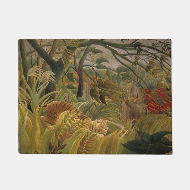 Tiger überrascht in einem tropischen Sturm Fußmatte (Vorderseite)