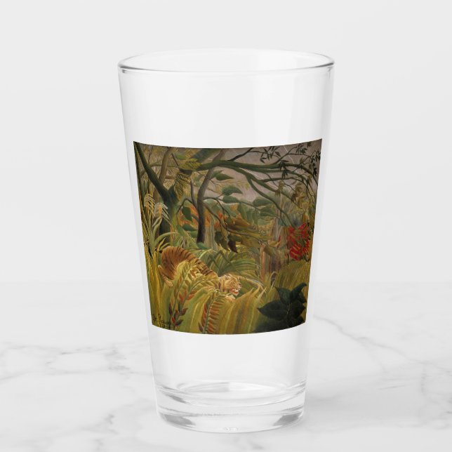 Tiger überrascht in einem tropischen Sturm Glas (Vorderseite)
