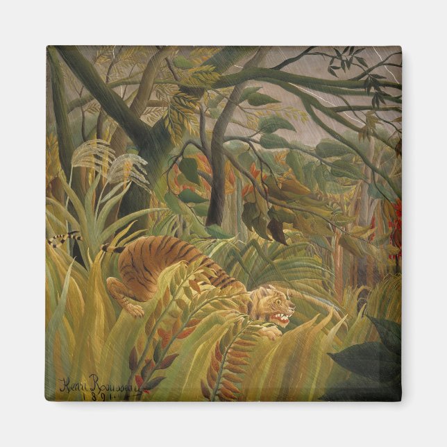 Tiger überrascht in einem tropischen Sturm Magnet (Vorne)