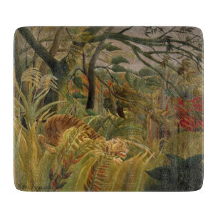 Tiger überrascht in einem tropischen Sturm Schneidebrett