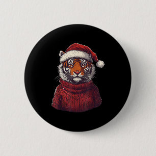 Tiger Ugly Sweater Weihnachtsmannmütze Weihnachten Button