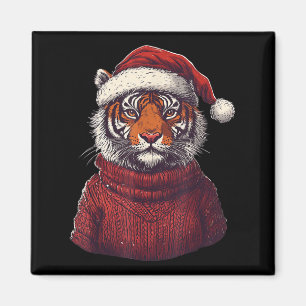 Tiger Ugly Sweater Weihnachtsmannmütze Weihnachten Magnet