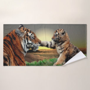 Tiger-und Ausgaben-Badezimmer-Tuch-Set CUBs Badhandtuch Set