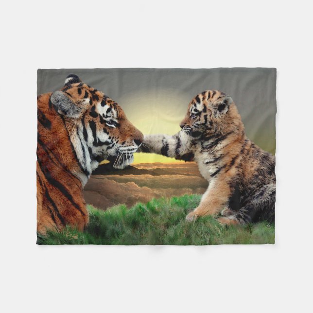 Tiger-und CUB-Fleece-Decke Fleecedecke (Vorderseite (Horizontal))