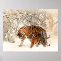 Tiger und cub in Schneeplakat