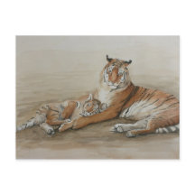 Tiger und Cube Cat Art Postkarte