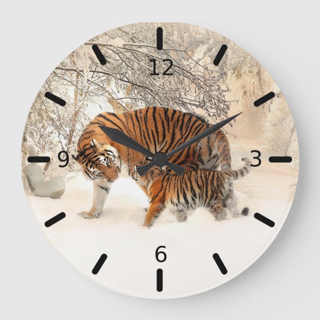 Tiger und Cube Große Wanduhr (Vorderseite)