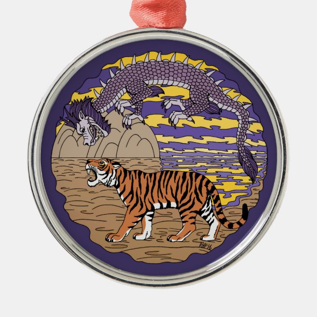 Tiger und Drache Ornament Aus Metall (Vorne)