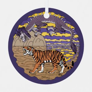 Tiger und Drache Ornament Aus Metall