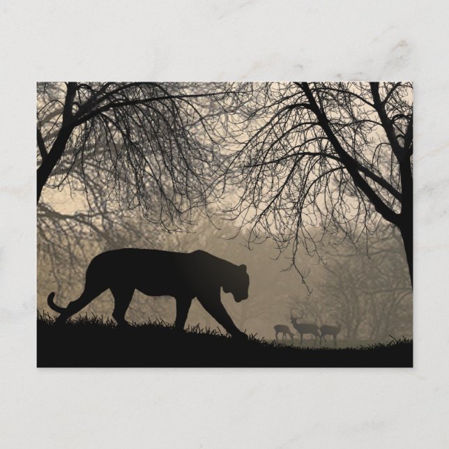 Tiger und Hirsch Postkarte (Vorderseite)