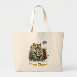 Tiger und Knochen Jumbo Stoffbeutel