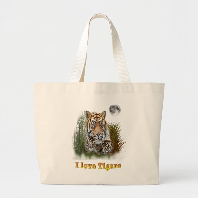 Tiger und Knochen Jumbo Stoffbeutel (Vorne)