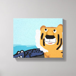 Tiger und Krokodil Leinwanddruck