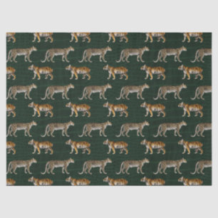 Tiger und Leoparden auf grüner Decoupage Seidenpapier