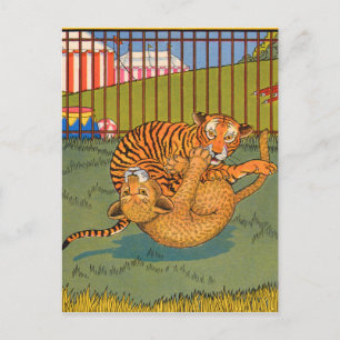 Tiger und Leoparden-Wrestling Postkarte